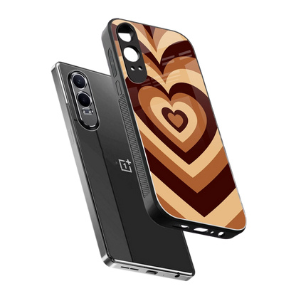 Y2K Brown Hearts sleek oneplus nord ce 4 lite cover with tempered glass back and TPU edges