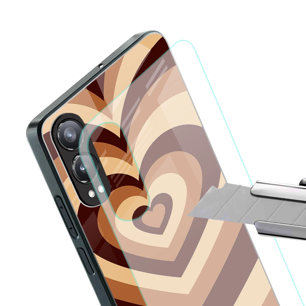 Y2K Brown Hearts stylish phone case for oneplus nord ce 4 lite | glossy glass and slim fit
