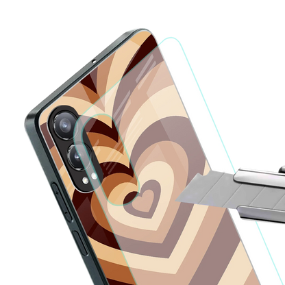 Y2K Brown Hearts stylish phone case for oneplus nord ce 4 lite | glossy glass and slim fit