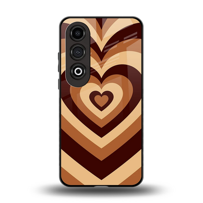 Y2K Brown Hearts back phone cover | glass case for oneplus nord ce 4