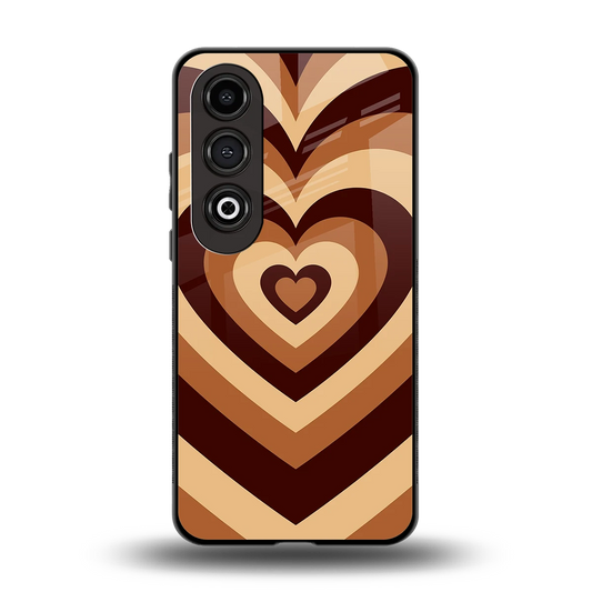Y2K Brown Hearts back phone cover | glass case for oneplus nord ce 4
