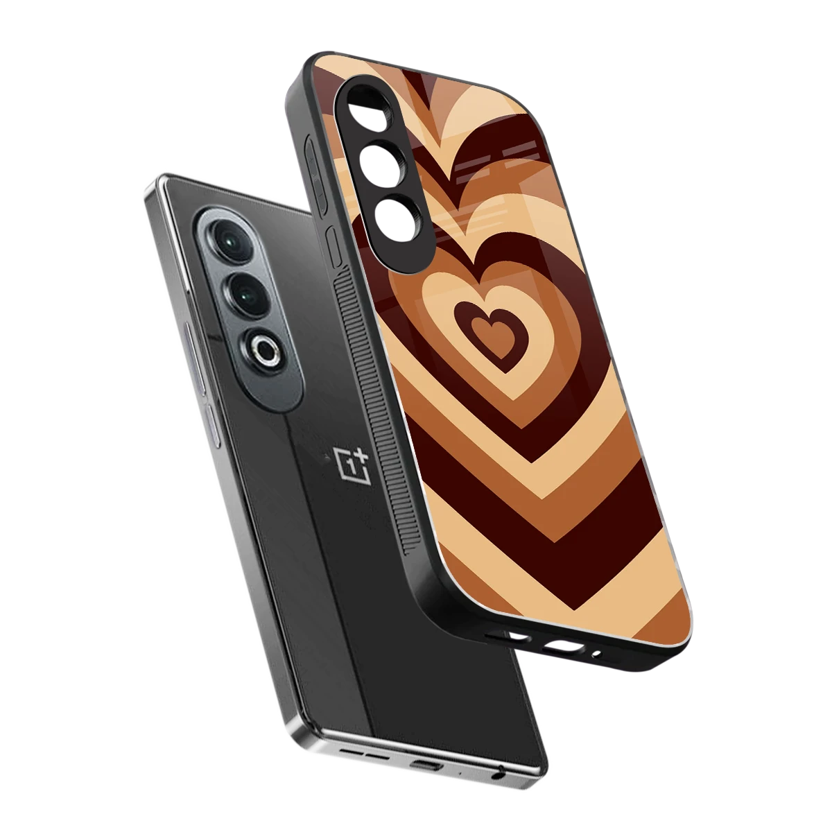 Y2K Brown Hearts sleek oneplus nord ce 4 cover with tempered glass back and TPU edges