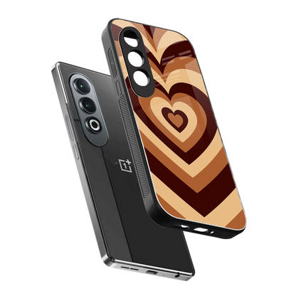 Y2K Brown Hearts sleek oneplus nord ce 4 cover with tempered glass back and TPU edges