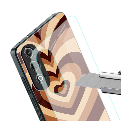 Y2K Brown Hearts stylish phone case for oneplus nord ce 4 | glossy glass and slim fit