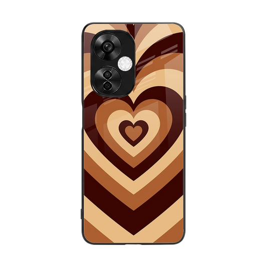 Y2K Brown Hearts back phone cover | glass case for oneplus nord ce 3 lite