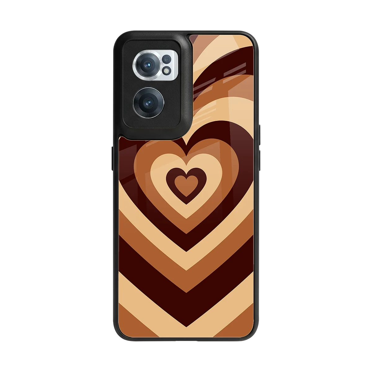 Y2K Brown Hearts back phone cover | glass case for oneplus nord ce 2