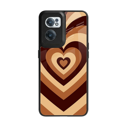 Y2K Brown Hearts back phone cover | glass case for oneplus nord ce 2