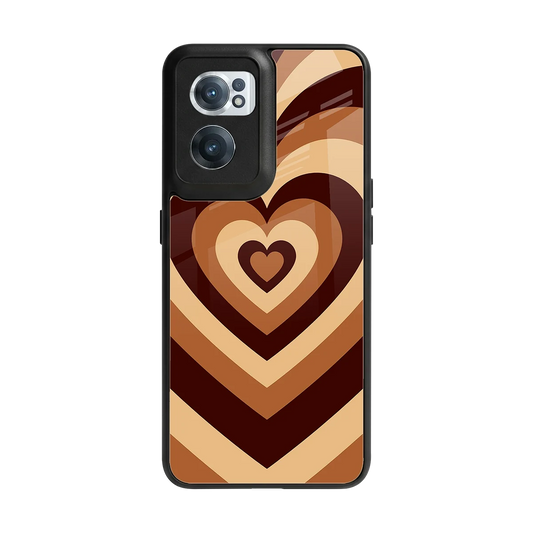 Y2K Brown Hearts back phone cover | glass case for oneplus nord ce 2