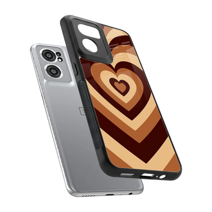 Y2K Brown Hearts sleek oneplus nord ce 2 cover with tempered glass back and TPU edges