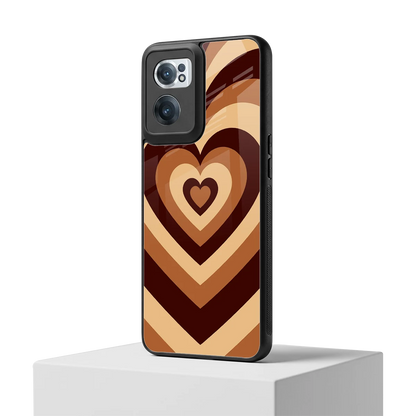 Y2K Brown Hearts oneplus nord ce 2 mobile cover | shockproof glass phone case