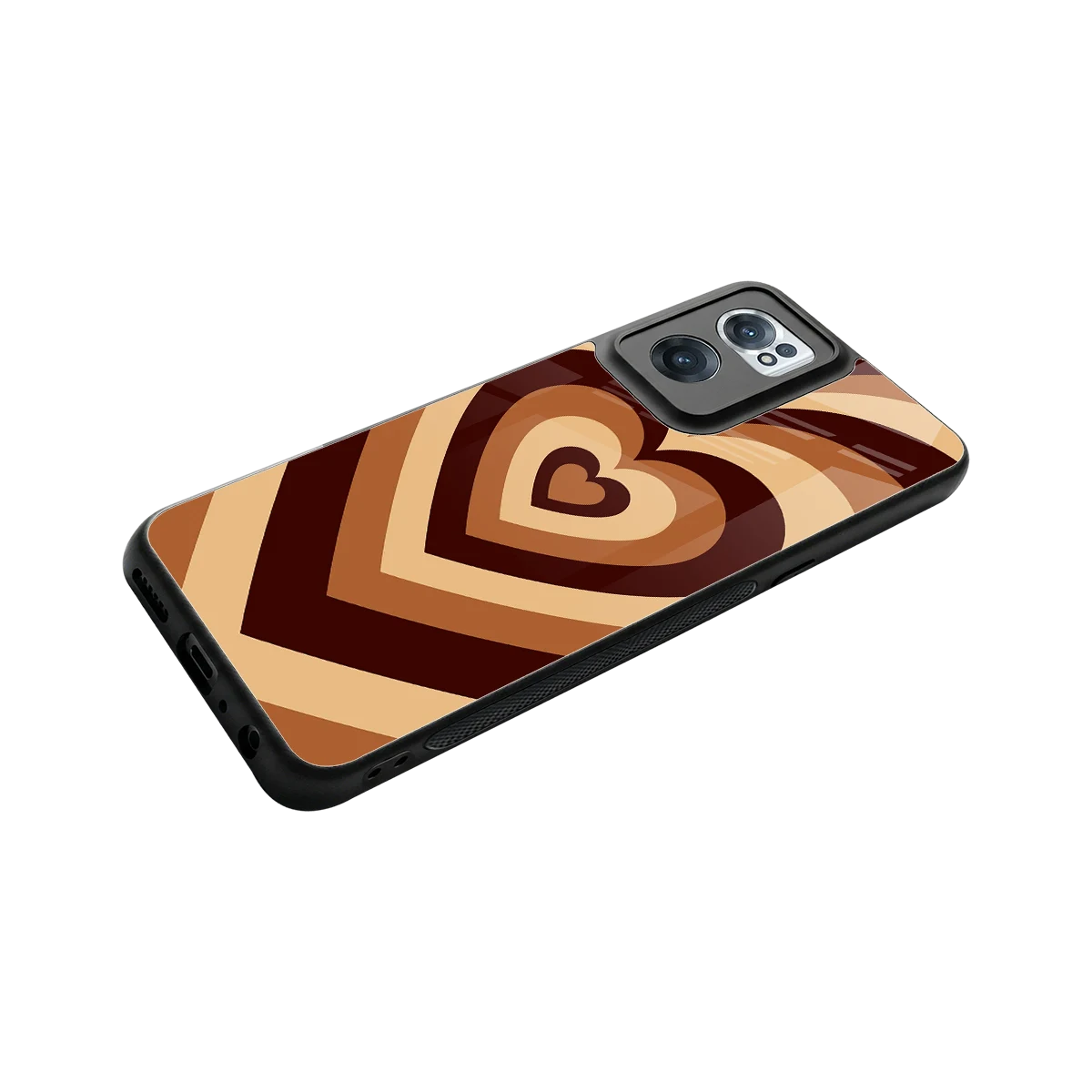 Y2K Brown Hearts stylish phone case for oneplus nord ce 2 | glossy glass and slim fit