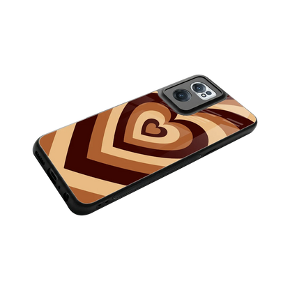 Y2K Brown Hearts stylish phone case for oneplus nord ce 2 | glossy glass and slim fit