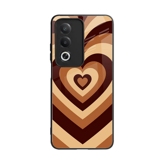 Y2K Brown Hearts back phone cover | glass case for oppo a3 pro