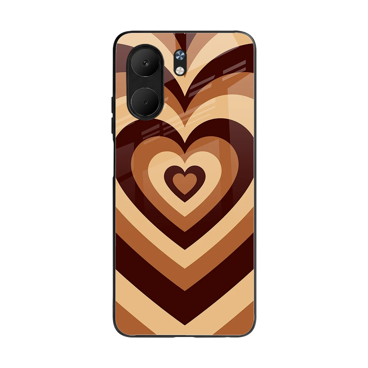 Y2K Brown Hearts back phone cover | glass case for oppo a5x 5g
