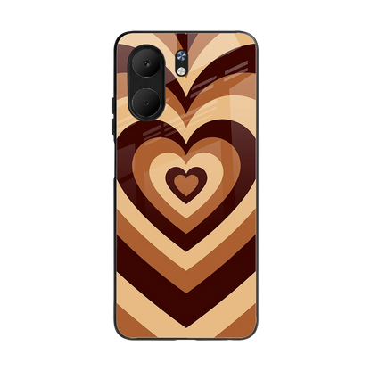 Y2K Brown Hearts back phone cover | glass case for oppo a5x 5g