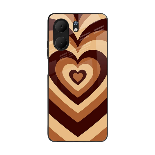 Y2K Brown Hearts back phone cover | glass case for oppo a5x 5g
