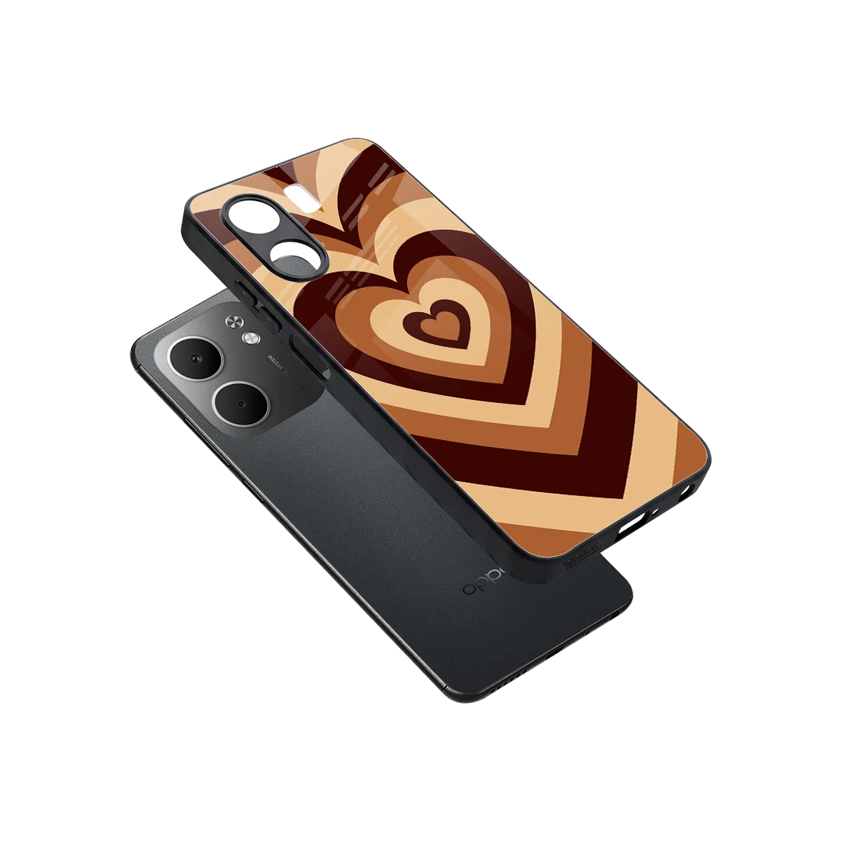 Y2K Brown Hearts sleek oppo a5x 5g cover with tempered glass back and TPU edges