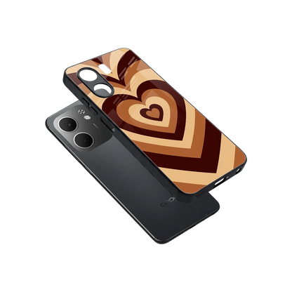 Y2K Brown Hearts sleek oppo a5x 5g cover with tempered glass back and TPU edges
