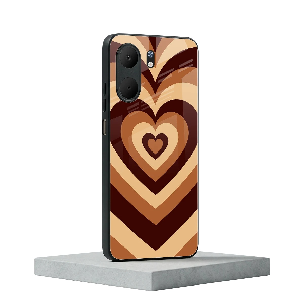 Y2K Brown Hearts oppo a5x 5g mobile cover | shockproof glass phone case