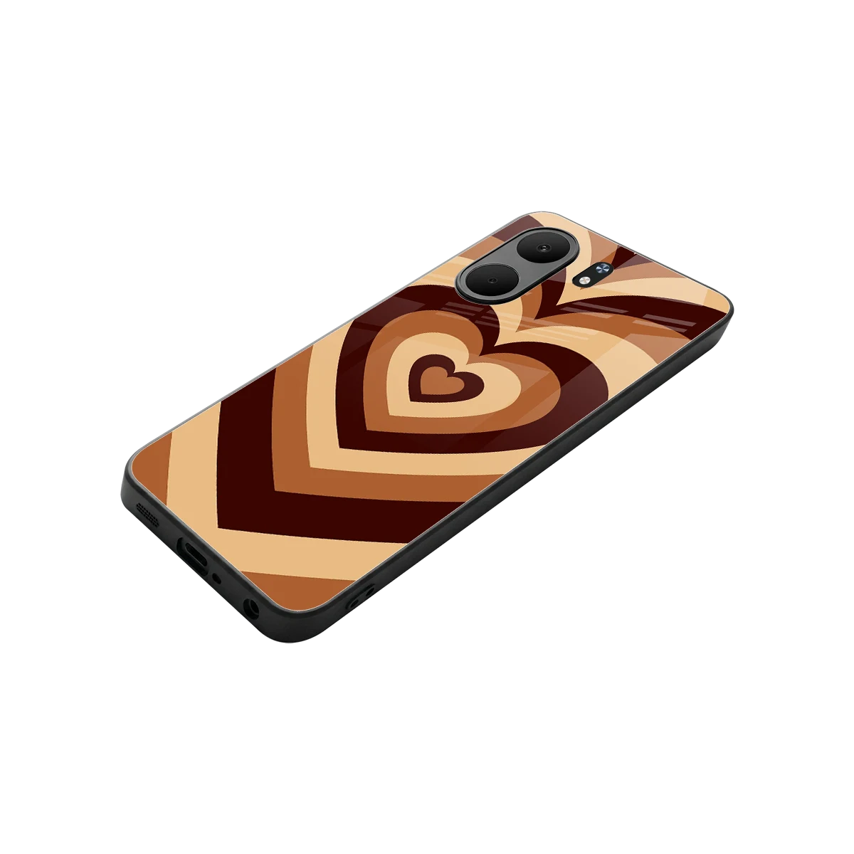 Y2K Brown Hearts stylish phone case for oppo a5x 5g | glossy glass and slim fit