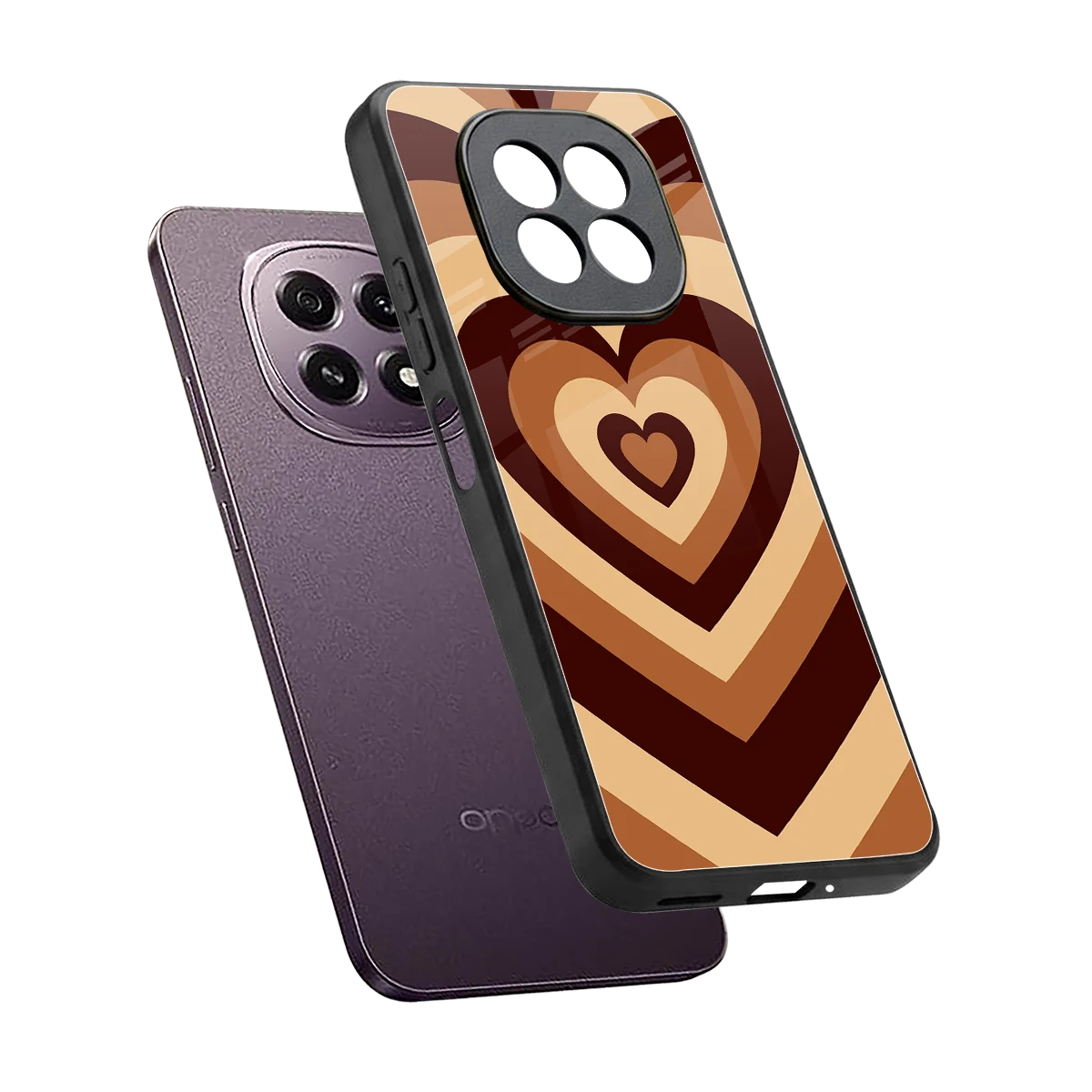 Y2K Brown Hearts sleek oppo f29 5g cover with tempered glass back and TPU edges