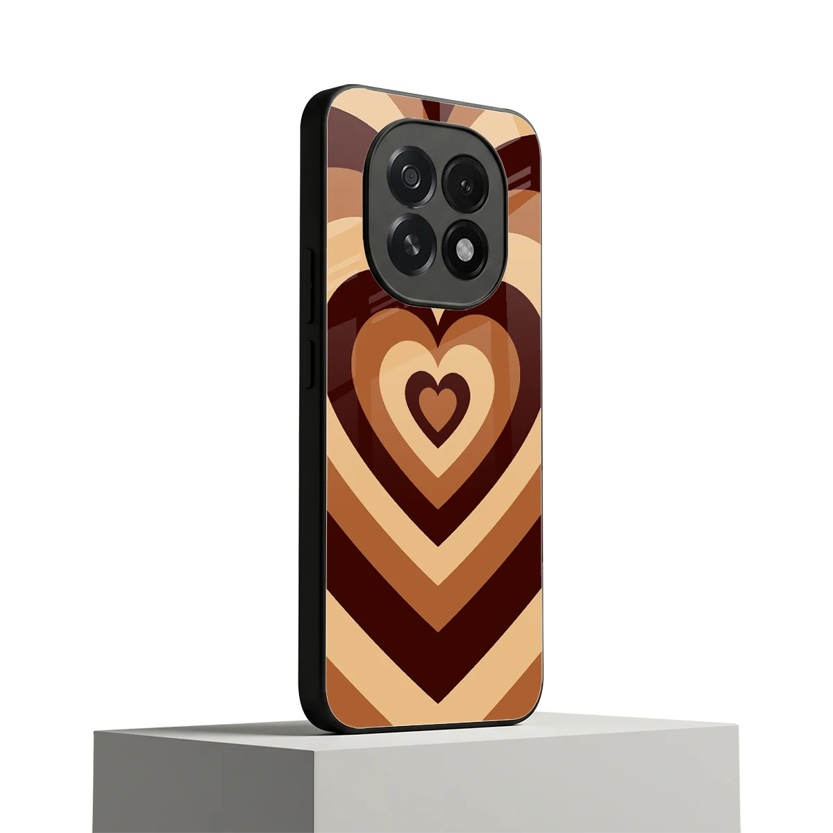 Y2K Brown Hearts oppo f29 5g mobile cover | shockproof glass phone case