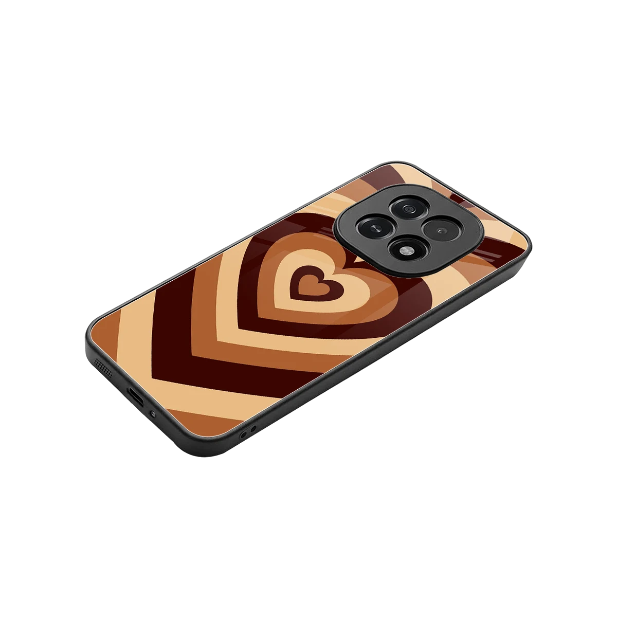 Y2K Brown Hearts stylish phone case for oppo f29 5g | glossy glass and slim fit