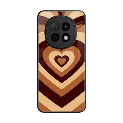 Y2K Brown Hearts back phone cover | glass case for oppo f29 pro 5g