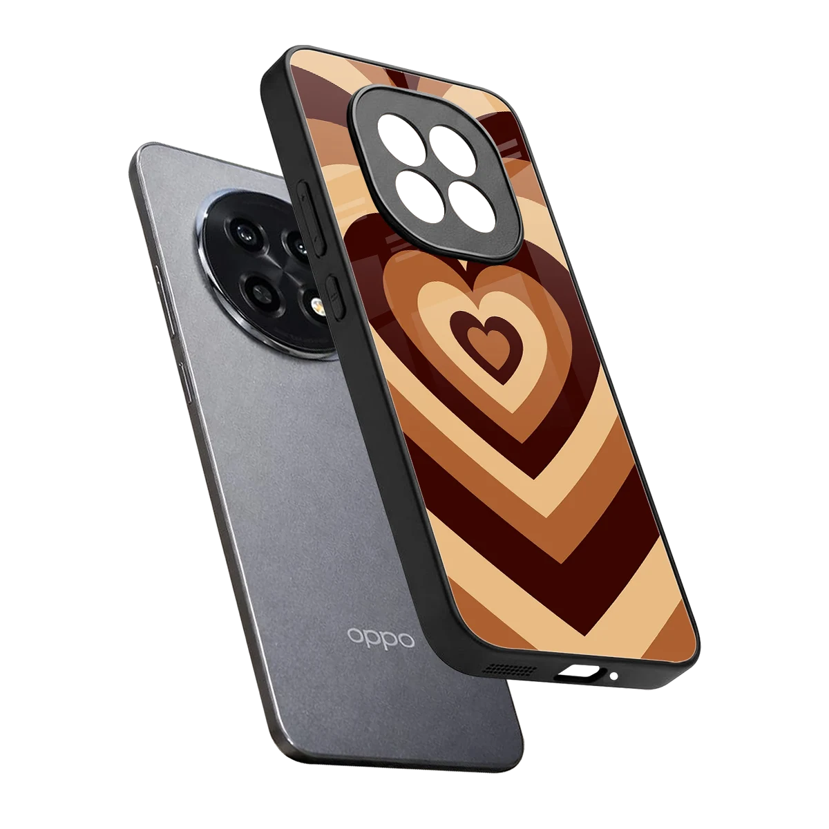Y2K Brown Hearts sleek oppo f29 pro 5g cover with tempered glass back and TPU edges