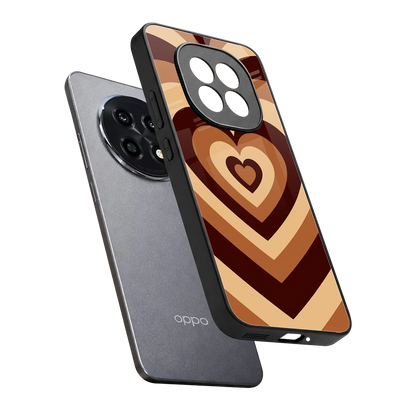 Y2K Brown Hearts sleek oppo f29 pro 5g cover with tempered glass back and TPU edges