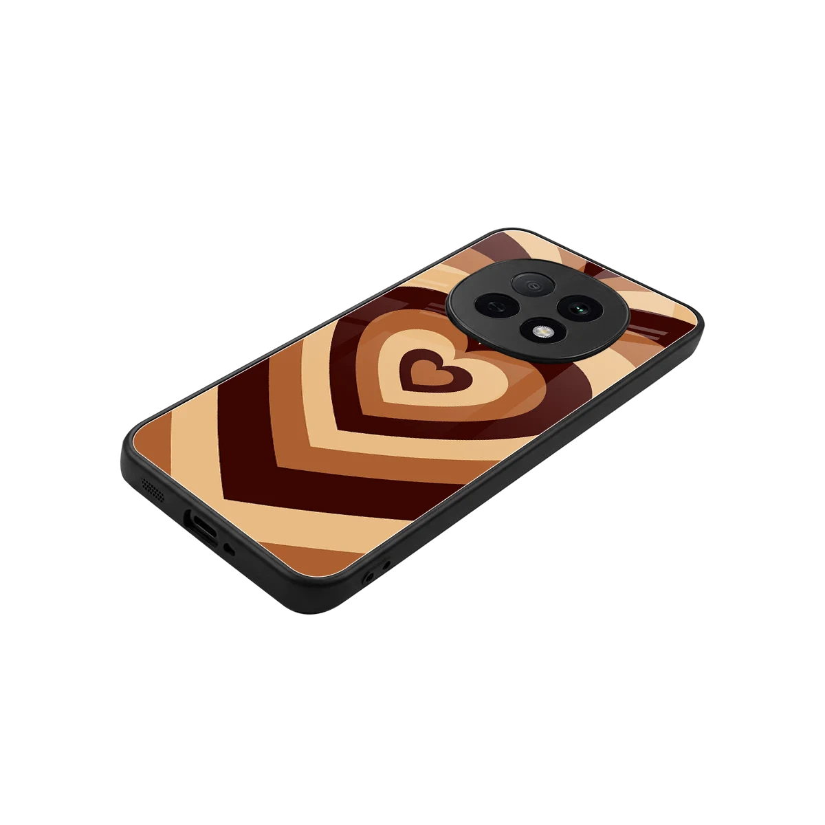 Y2K Brown Hearts stylish phone case for oppo f29 pro 5g | glossy glass and slim fit
