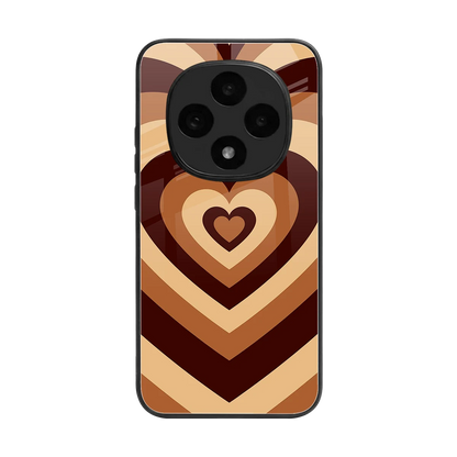 Y2K Brown Hearts back phone cover | glass case for oppo f31 pro 5g