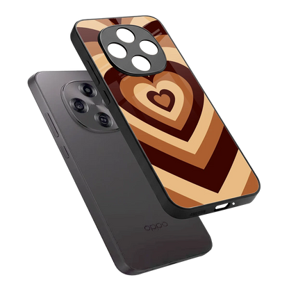 Y2K Brown Hearts sleek oppo f31 pro 5g cover with tempered glass back and TPU edges