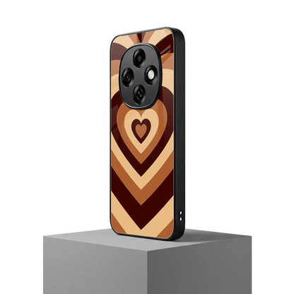 Y2K Brown Hearts oppo f31 pro 5g mobile cover | shockproof glass phone case