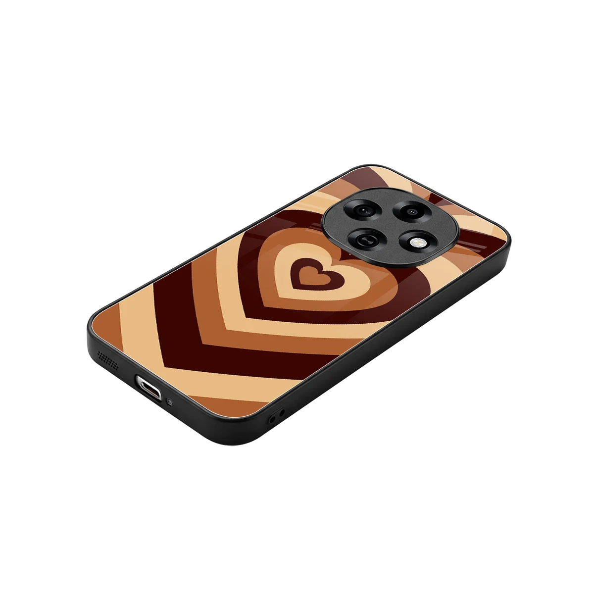 Y2K Brown Hearts stylish phone case for oppo f31 pro 5g | glossy glass and slim fit