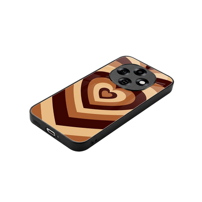 Y2K Brown Hearts stylish phone case for oppo f31 pro 5g | glossy glass and slim fit