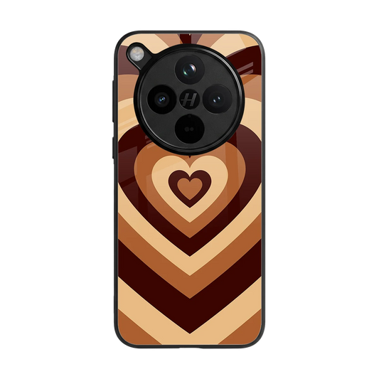 Y2K Brown Hearts back phone cover | glass case for oppo find x8