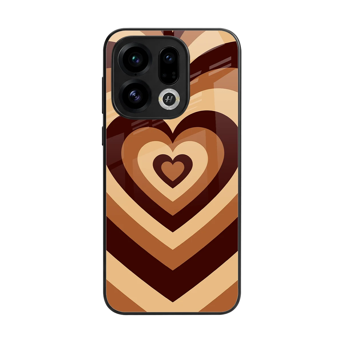 Y2K Brown Hearts back phone cover | glass case for oppo find x9