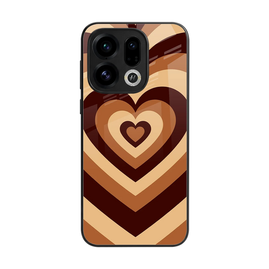 Y2K Brown Hearts back phone cover | glass case for oppo find x9