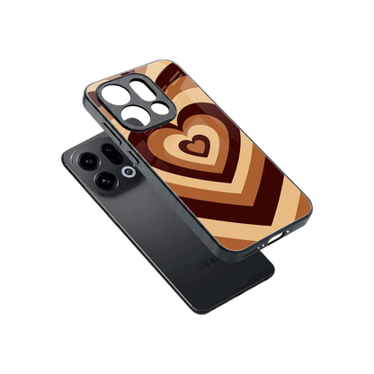 Y2K Brown Hearts sleek oppo find x9 cover with tempered glass back and TPU edges