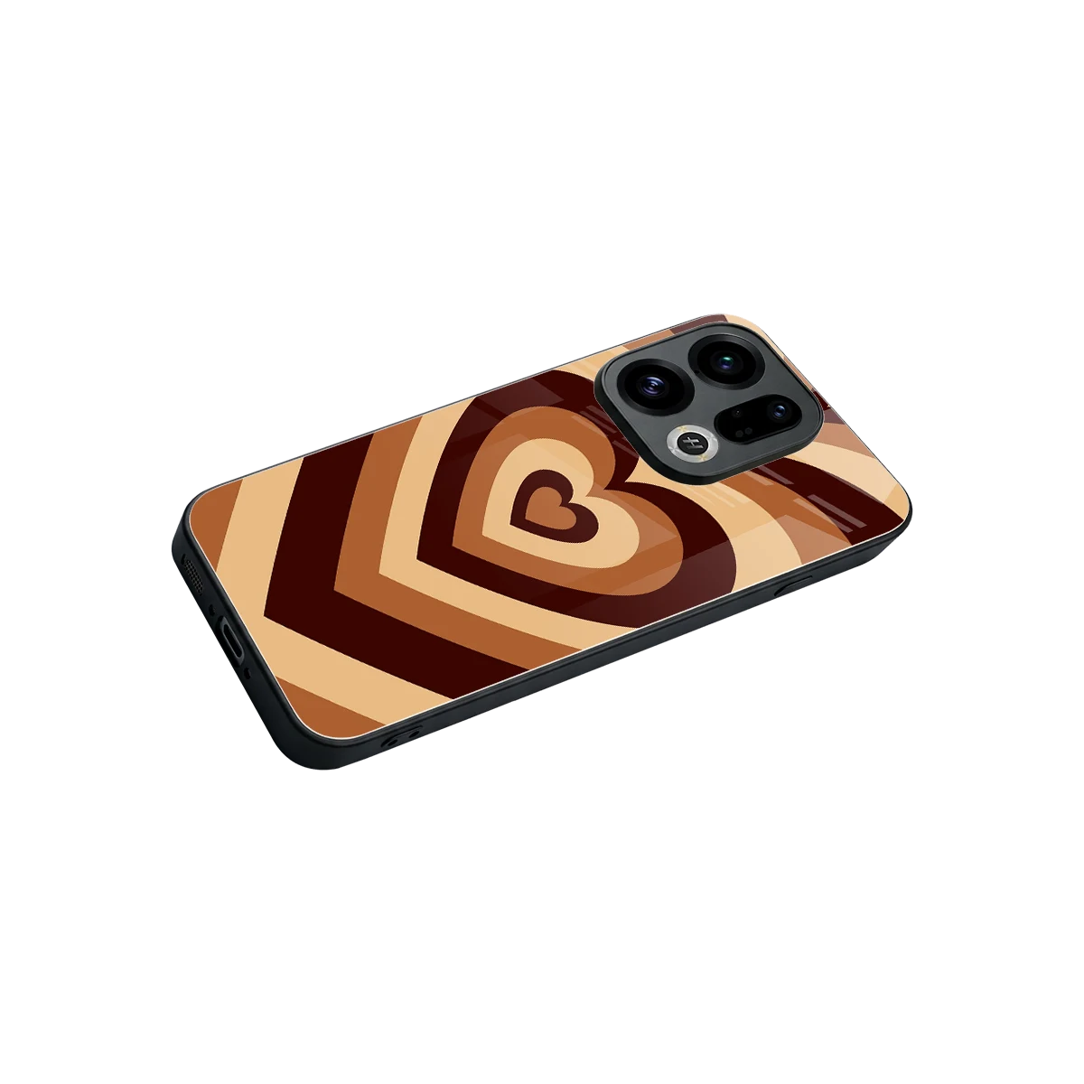 Y2K Brown Hearts stylish phone case for oppo find x9 | glossy glass and slim fit