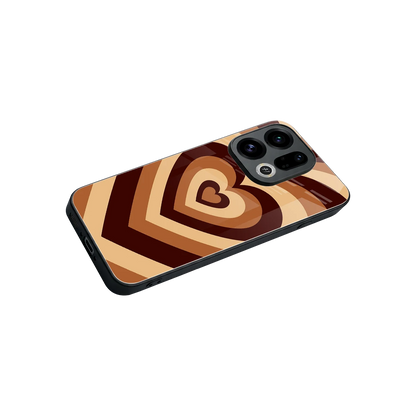 Y2K Brown Hearts stylish phone case for oppo find x9 | glossy glass and slim fit