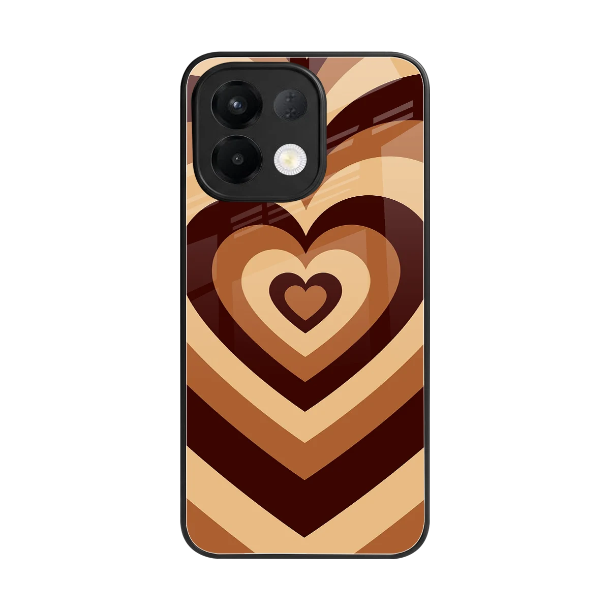 Y2K Brown Hearts back phone cover | glass case for oppo k13 5g