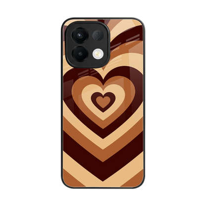 Y2K Brown Hearts back phone cover | glass case for oppo k13 5g
