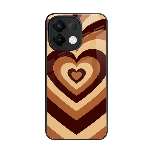 Y2K Brown Hearts back phone cover | glass case for oppo k13 5g