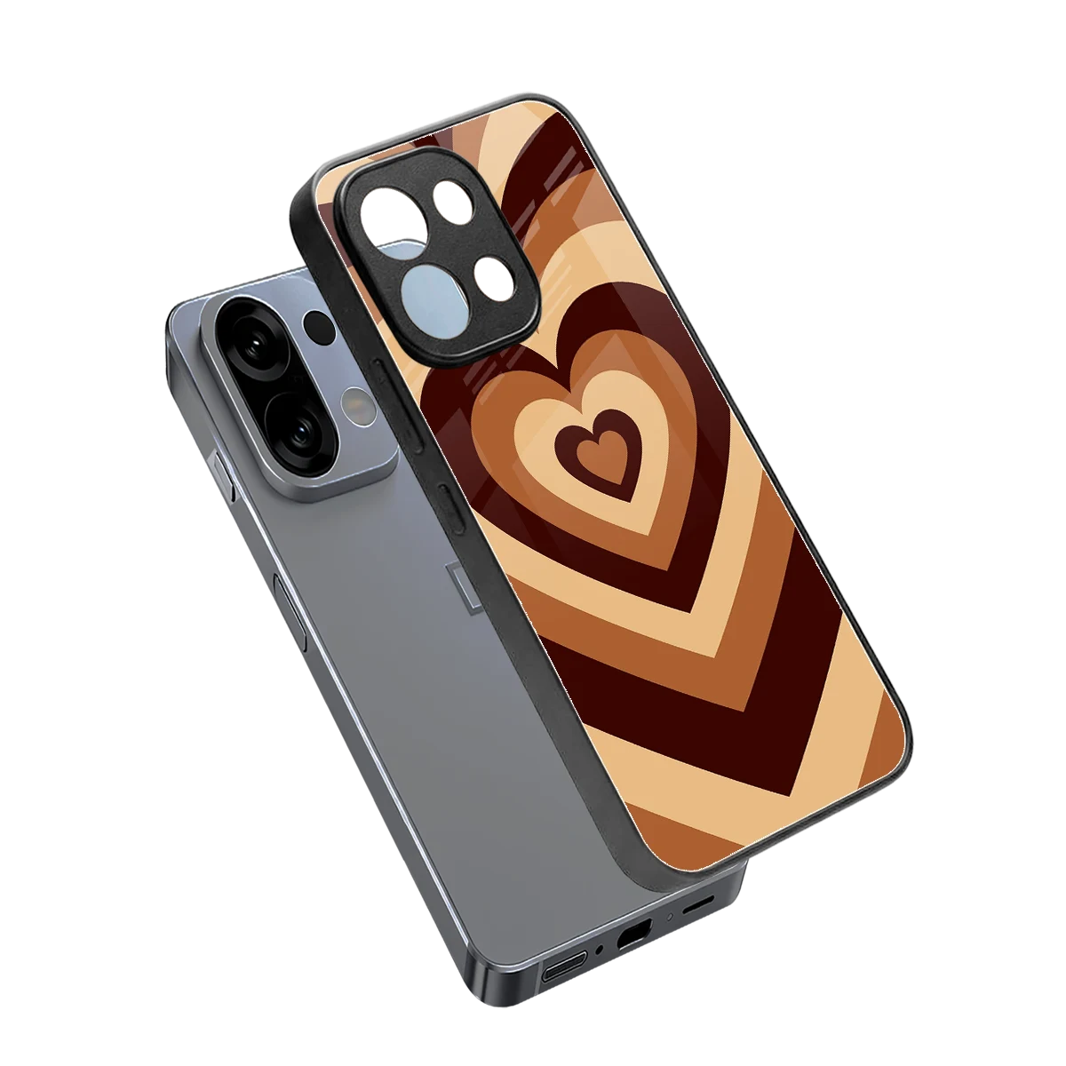 Y2K Brown Hearts sleek oppo k13 5g cover with tempered glass back and TPU edges