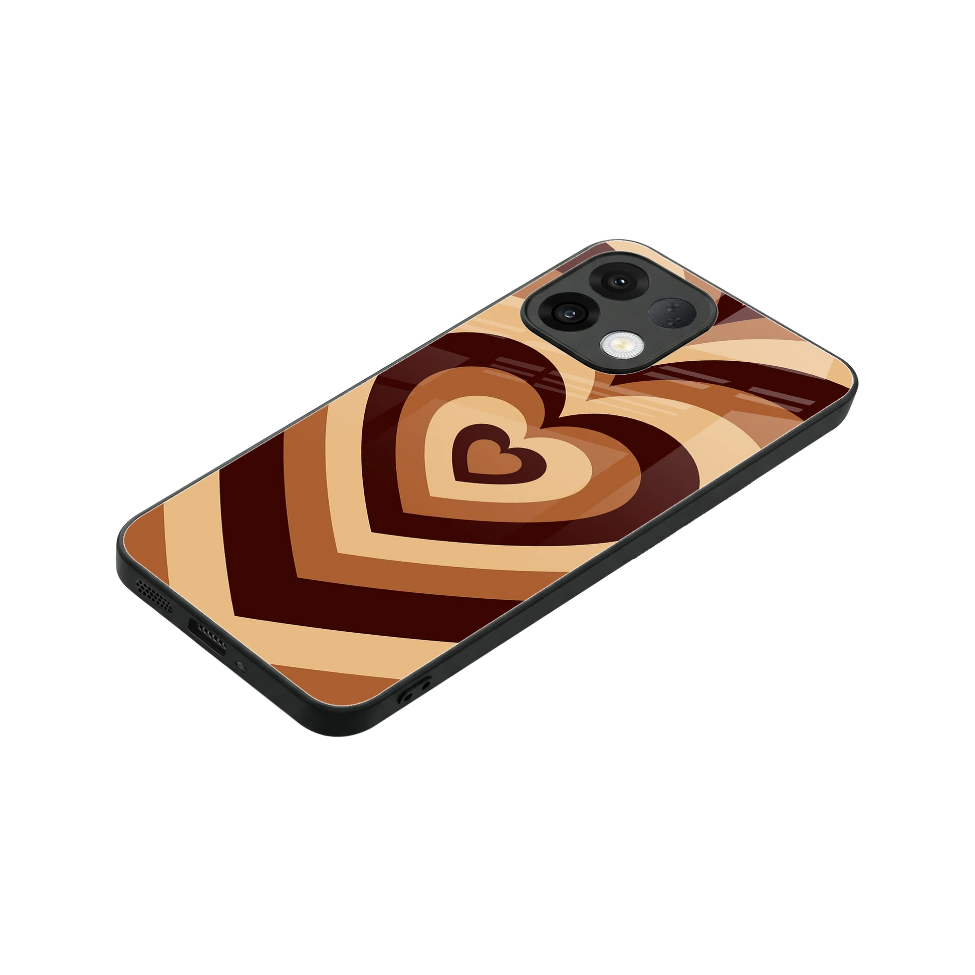 Y2K Brown Hearts stylish phone case for oppo k13 5g | glossy glass and slim fit