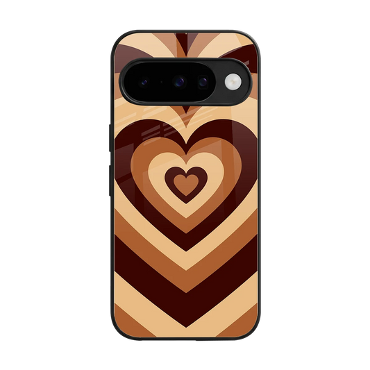 Y2K Brown Hearts back phone cover | glass case for google pixel 10