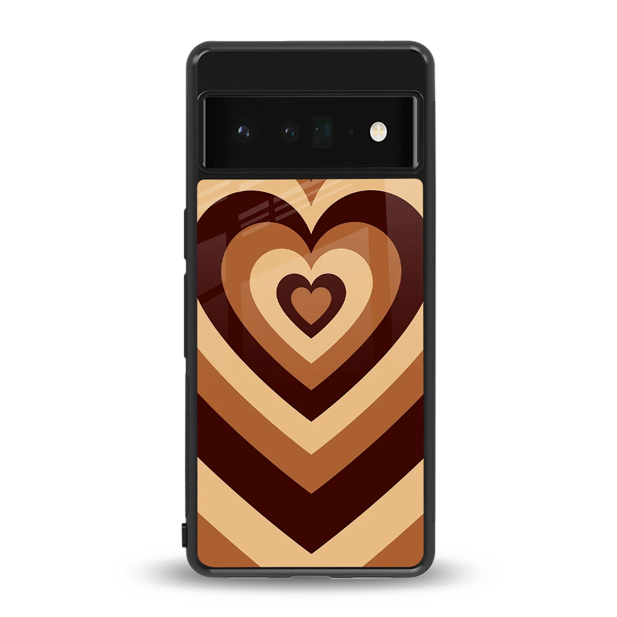 Y2K Brown Hearts back phone cover | glass case for google pixel 6 pro