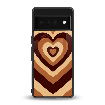 Y2K Brown Hearts back phone cover | glass case for google pixel 6 pro